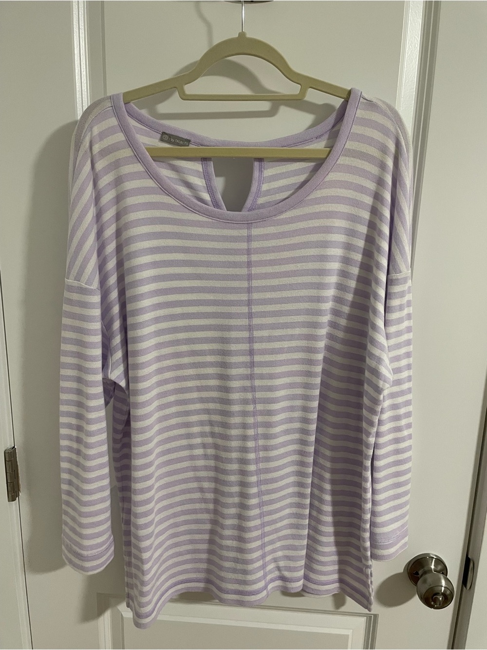 Talbots Lavender and White Striped Knit Top